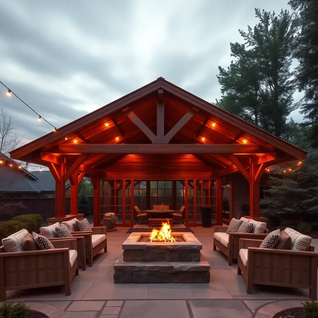 Pavilion with Built-In Fire Pit (Warm Ambiance for Evening Gatherings)