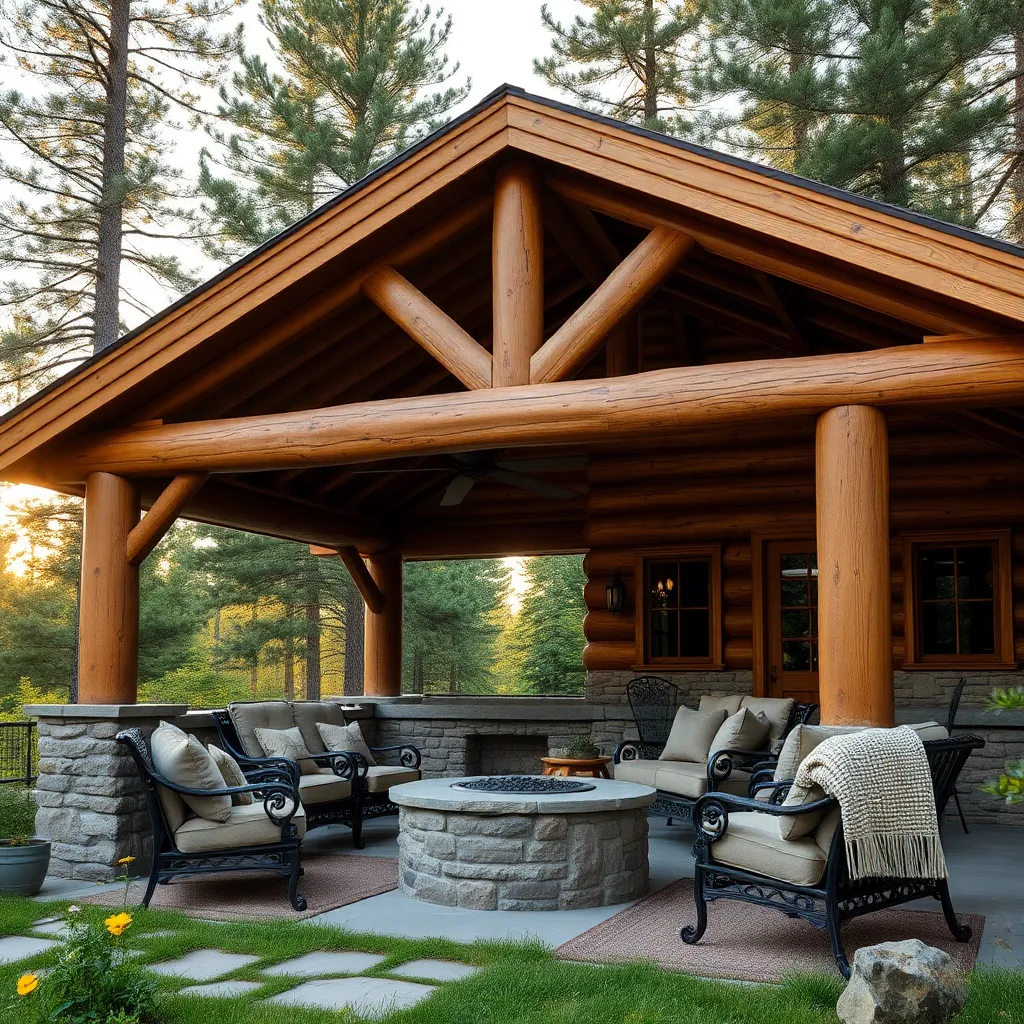 Rustic Log Cabin Pavilion (Cozy, Nature-Inspired Retreat)
