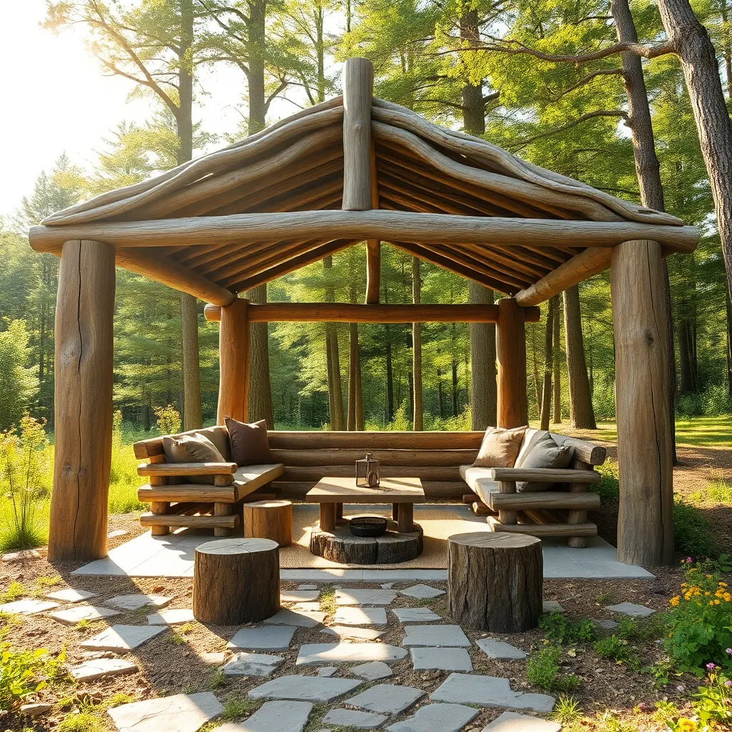Rustic Log and Branch Shelters