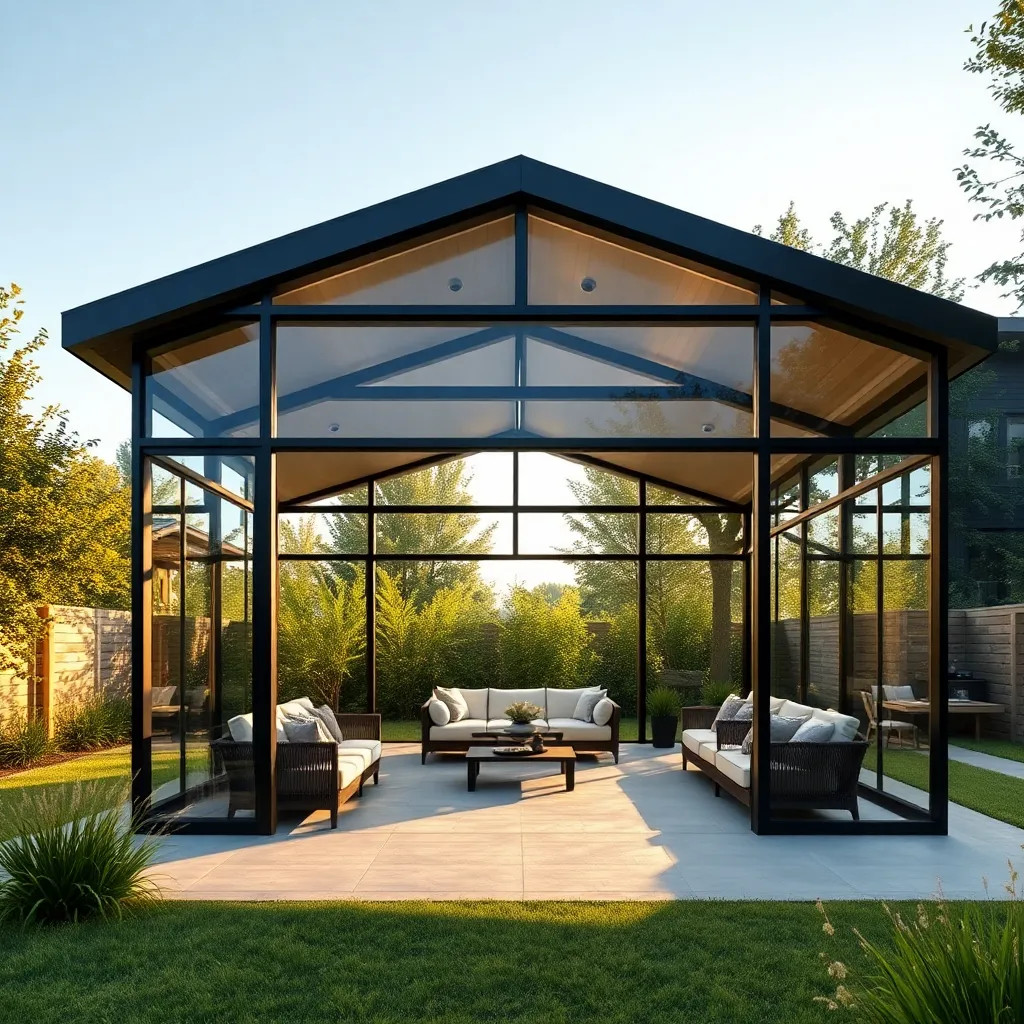 Contemporary Pavilion with Glass Walls (Indoor-Outdoor Seamless Flow)