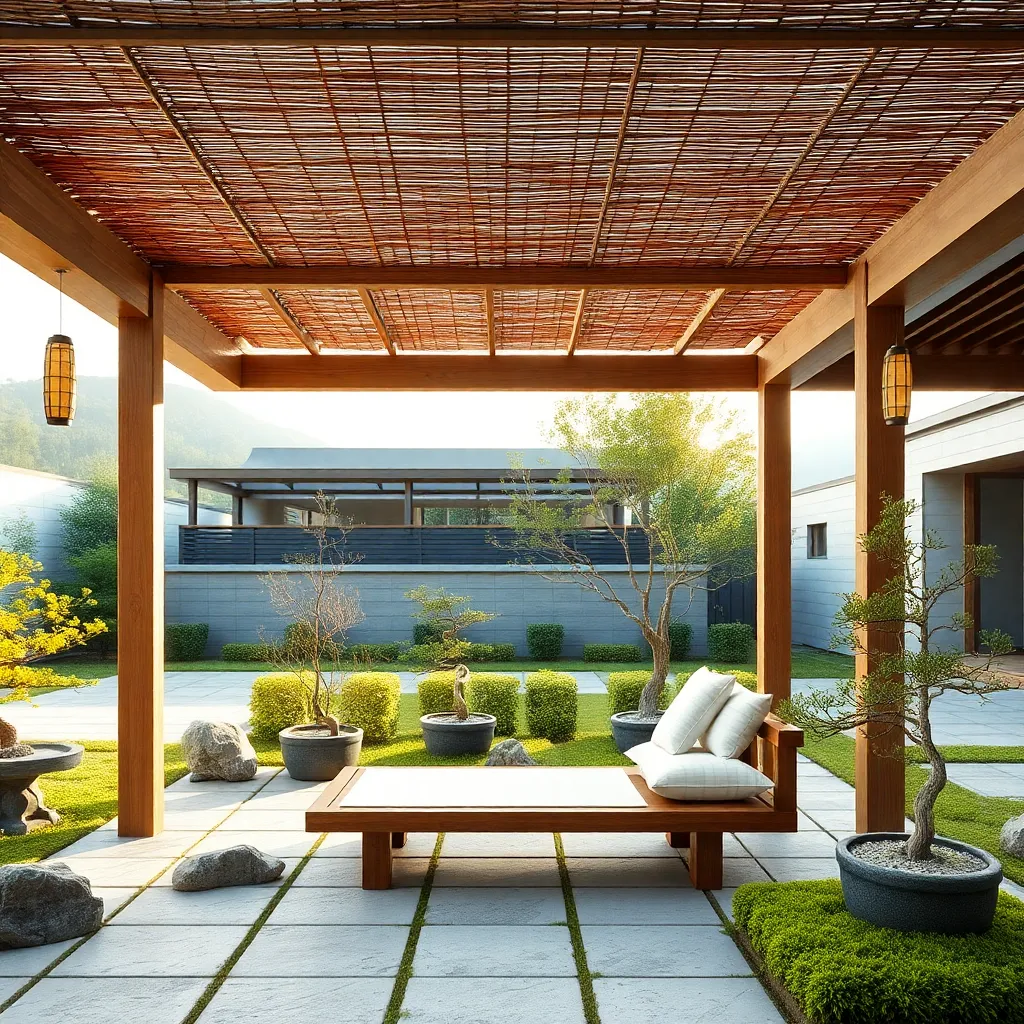 Japanese-Inspired Pergola (Bamboo Slats)