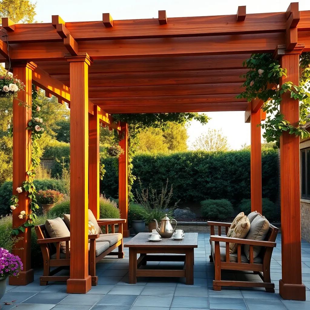 Traditional Garden Pergola (Natural Redwood)