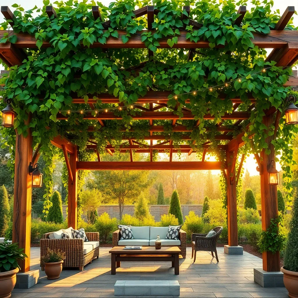 Pergola with Climbing Vines (Lush Green Canopy for Cool Shade)