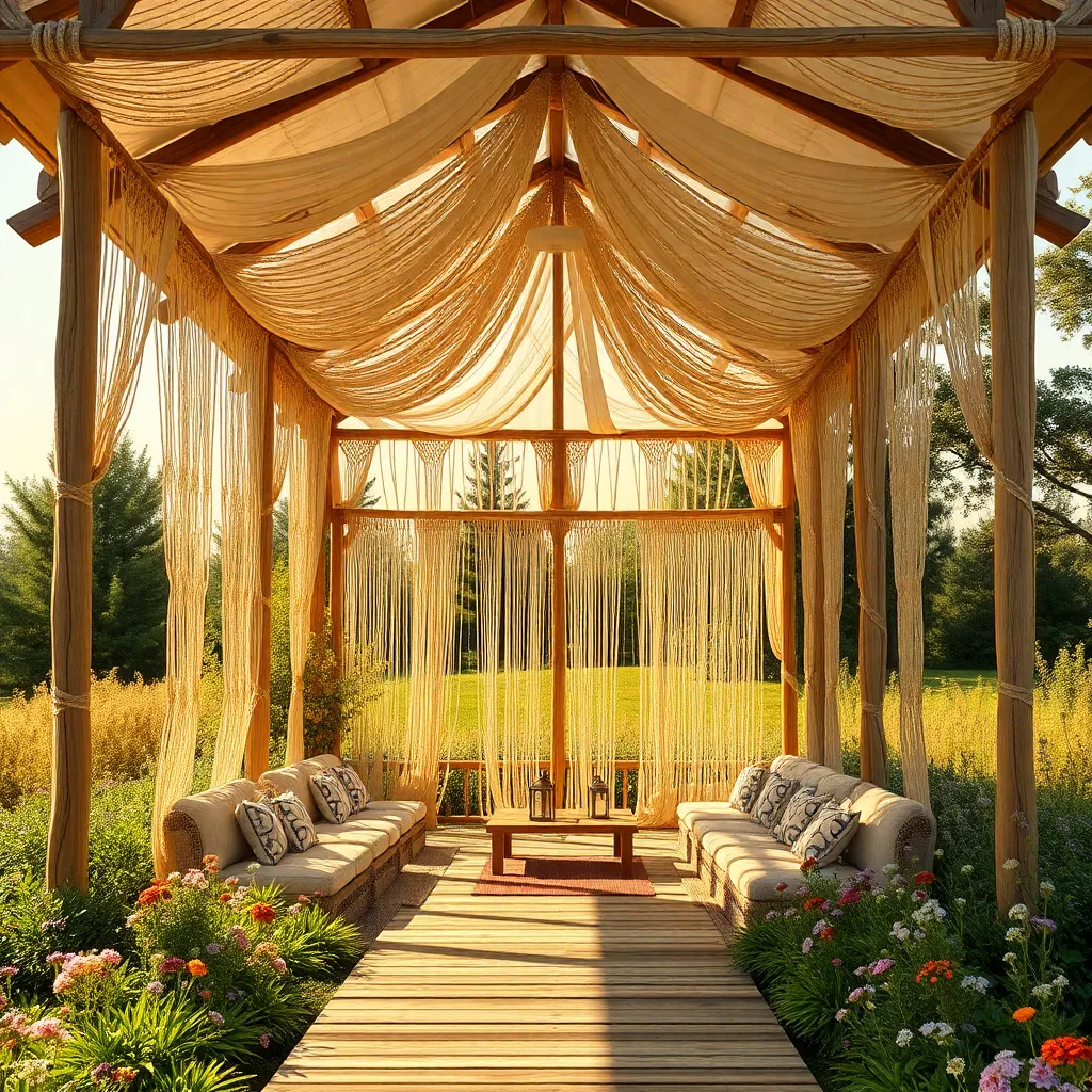 Bohemian Macramé Gazebo (Open-Air with Handwoven Textile Details)