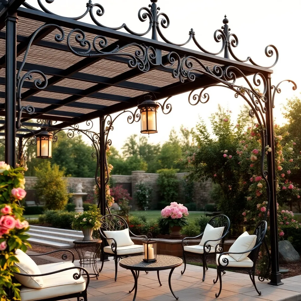Victorian Elegance Pergola (Wrought Iron Detailing)