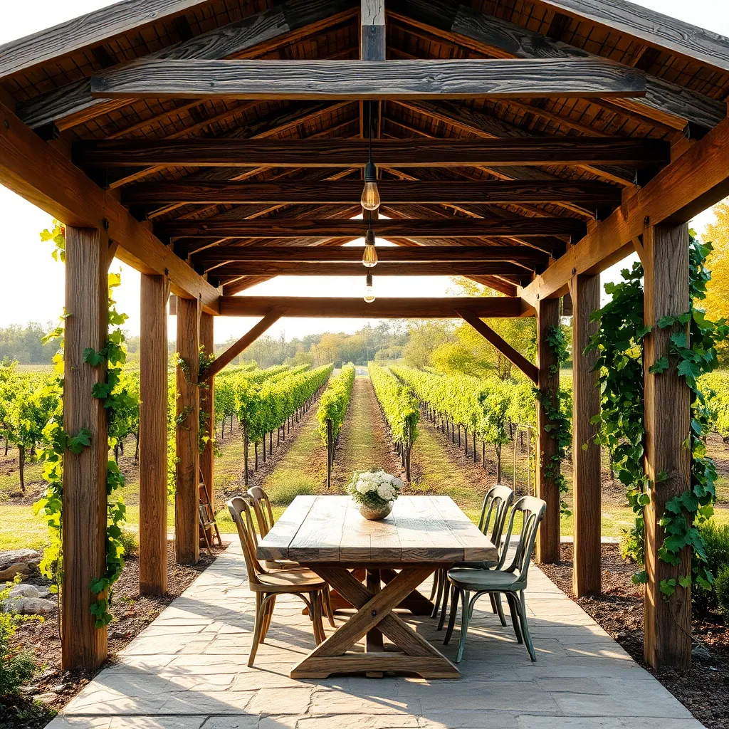 Rustic Vineyard Pergola (Reclaimed Barn Wood)