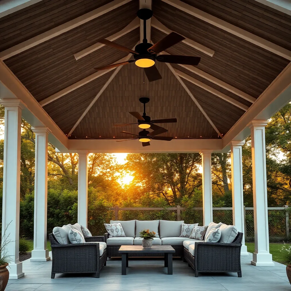 Open-Air Gazebo (Classic Elegance with Ceiling Fans and Lighting)