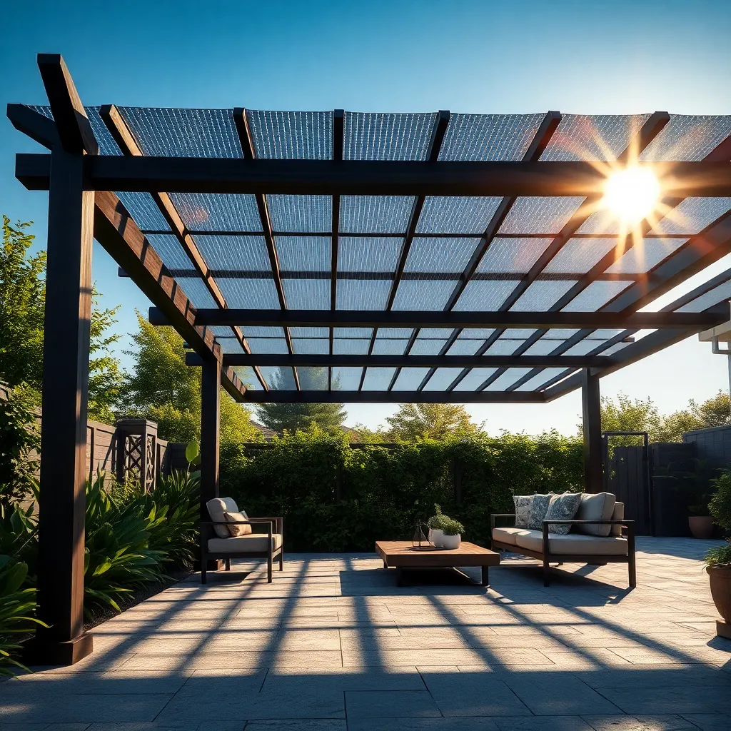 Pergola with Solar Panel Roof (Energy Efficient Shade)
