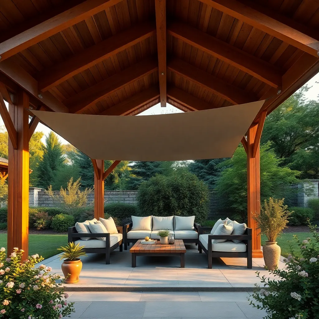 Wooden Pavilion with Retractable Roof (Flexible Shade and Shelter)