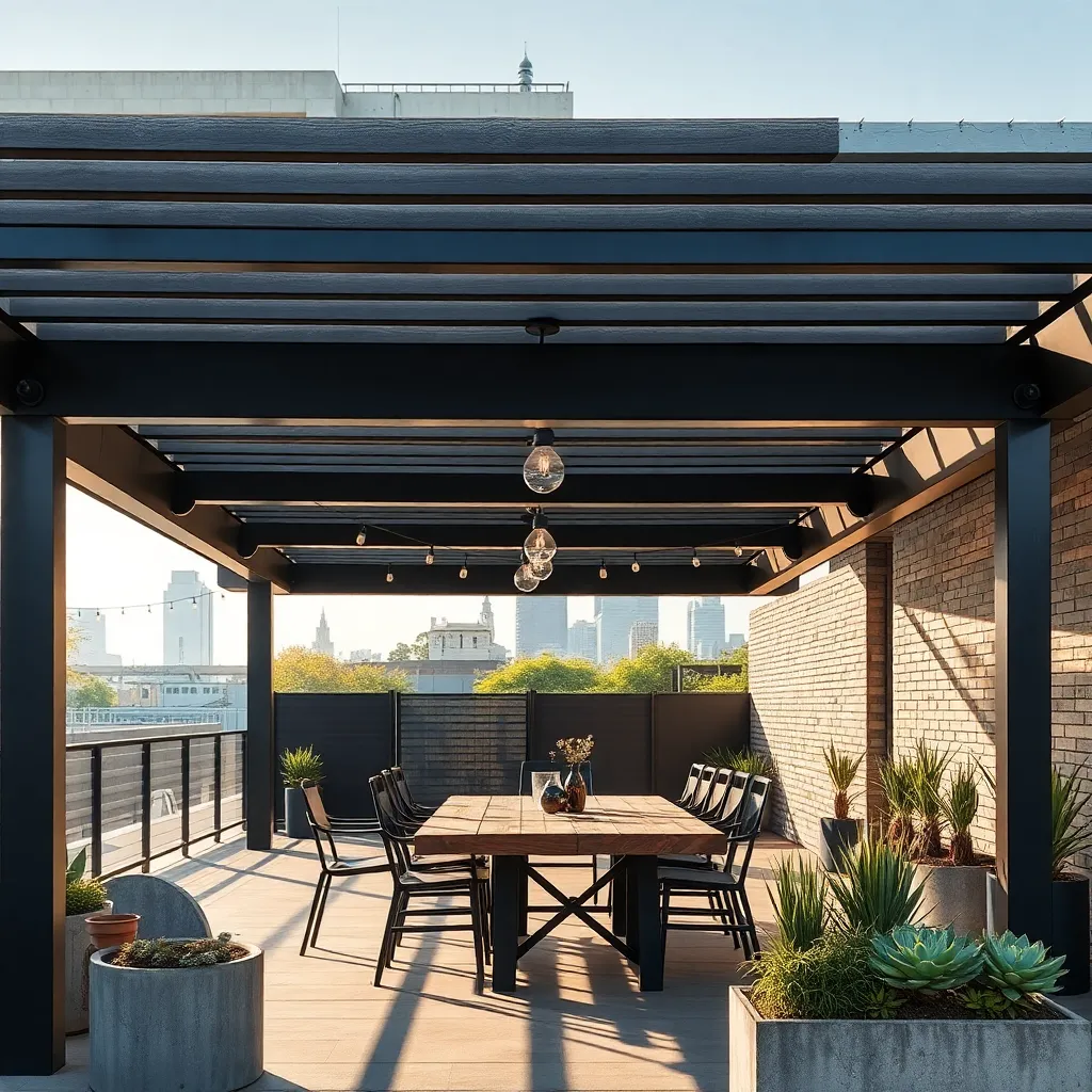 Industrial Chic Pergola (Steel Beams with Exposed Bolts)