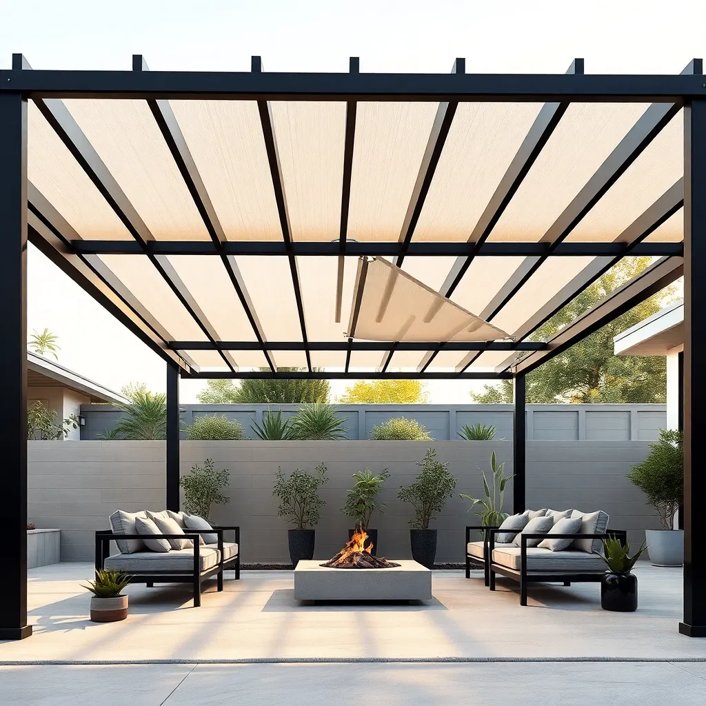 Minimalist Steel Pergola (Sleek Black Frame)
