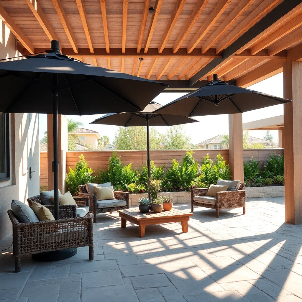 Place Wind-Resistant Patio Umbrellas
