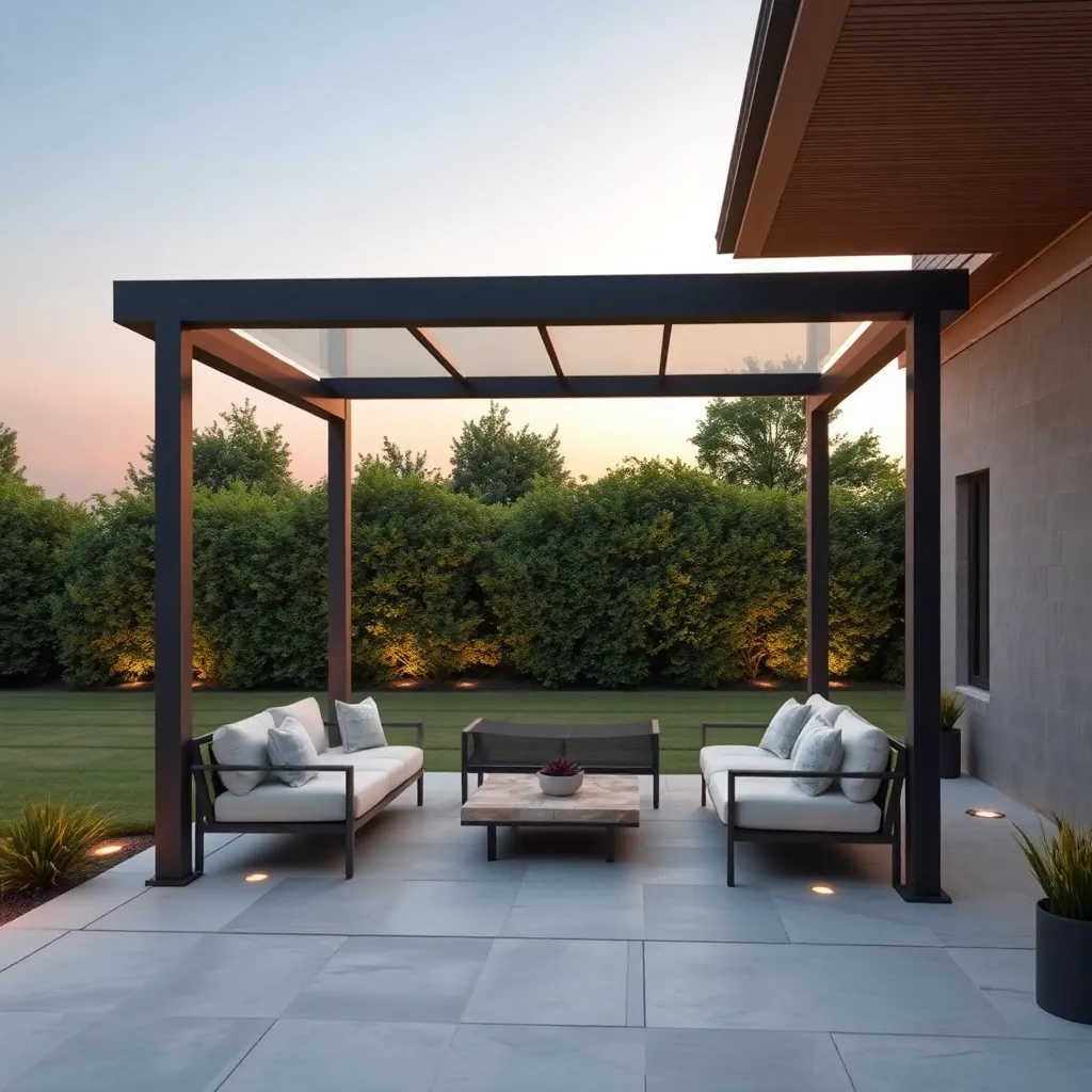 Modern Minimalist Pergola (Aluminum Frame with Glass Roof)